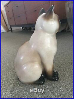 Rare fornasetti siamese sitting cat mid century Italy signed gilt details
