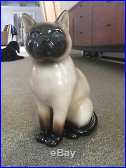 Rare fornasetti siamese sitting cat mid century Italy signed gilt details