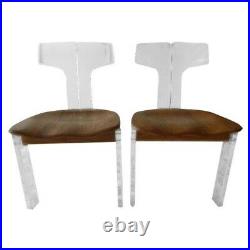 Rare, incredible mid century modern chairs lucite and wood a pair