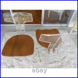 Rare, incredible mid century modern chairs lucite and wood a pair