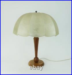 Rare large mid century modern cocoon TABLE LAMP cherrywood base 1970s