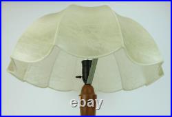 Rare large mid century modern cocoon TABLE LAMP cherrywood base 1970s
