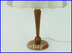 Rare large mid century modern cocoon TABLE LAMP cherrywood base 1970s