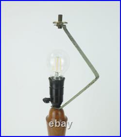 Rare large mid century modern cocoon TABLE LAMP cherrywood base 1970s