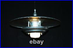 Rare mid-century modern Danish designer flying saucer three tiered light pendant
