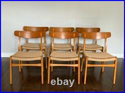 Rare original set of six (6) teak dining chairs Hans J. Wegner CH23 circa 1950's