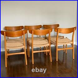 Rare original set of six (6) teak dining chairs Hans J. Wegner CH23 circa 1950's