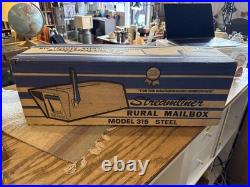 Rare vintage Mid-Century Modern Streamliner Model 315 Steel Rural Mailbox New