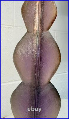 Rare vintage handmade MCM purple lucite and pottery base electric table lamp