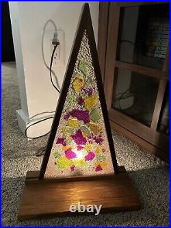 Retro Lucite Mid Century Modern Christmas Tree Stained Glass Lamp Rare Works