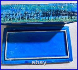 Rimini Bitossi Blue & Green MCM Ceramic Lidded Box, 1960s Vintage RARE ITALY