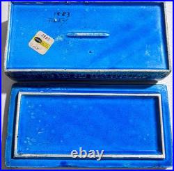 Rimini Bitossi Blue & Green MCM Ceramic Lidded Box, 1960s Vintage RARE ITALY