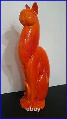Royal Haeger Mandarin Orange Cat 21- inches tall Egyptian Cat 1957 R1742 RARE