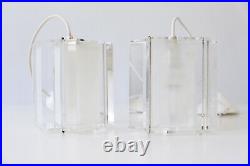 SET of TWO Rare MID CENTURY MODERN Lucite PENDANT LAMPS Hanging Lights, 1960s