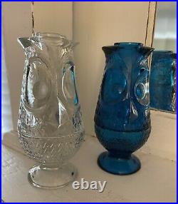 SOO RARE Viking GLASS OWL FAIRY LIGHT Clear CRYSTAL Color 1960s Candle