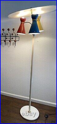 SUPER RARE! STILNOVO Mid Century Modern Multi Color Cone Spotlight Floor Lamp