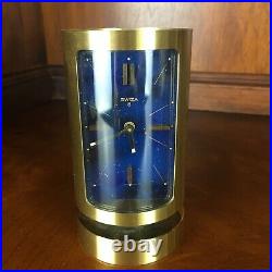 SWIZA Vintage Mid-Century Modern Cylindrical 8-Day Alarm Clock Brass MINT RARE