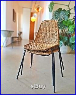 Set 2 Rare Franco Legler Basket Chairs Wicker Aubock Knoll Era Albini