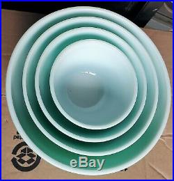 Set 4 Vintage Pyrex HTF Turquoise Nesting Mixing Bowls #401 #402 #403 #404 RARE