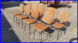 Set Very Rare 9 Dirk Van Sliedregt Rattan Chairs 1950 Dutch For Rohe Holland Top