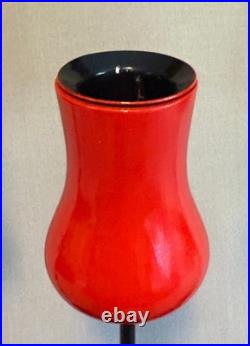 Set of 4 Rare Mid Century Danish Modern Laurids Lønborg Red Tulip Candlesticks