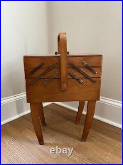Sewing Stand Table Accordion Style MID CENTURY MODERN Rare