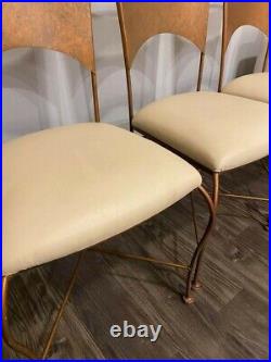 Shaver Howard mid century modern dining chairs (set of 4) leather and brass RARE