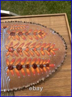 Signed Orange Enamel Curtis Jere Tree of Life RARE One Of A Kind