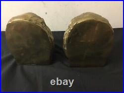 Solid Brass Lion Head Bookends Rare Mid Century Modern 50s Vintage