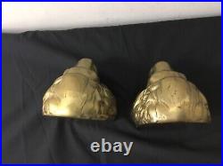 Solid Brass Lion Head Bookends Rare Mid Century Modern 50s Vintage