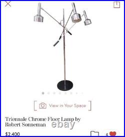 Sonneman Mid Century Modern Trienale 3-arm Floor Lamp Rare