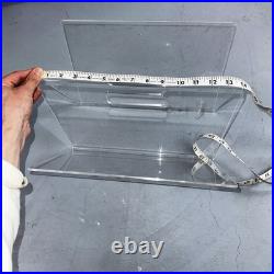 Space Age Clear Plexiglass Vintage Magazine Rack, 1970s Lucite Rare MCM 70s
