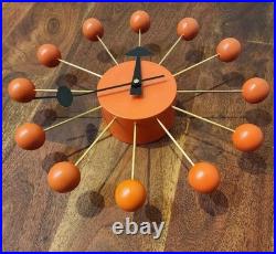 Steel Ball Modern Clock 12 Wall Clock Orange George Nelson Retro Mid-Century