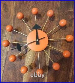 Steel Ball Modern Clock 12 Wall Clock Orange George Nelson Retro Mid-Century