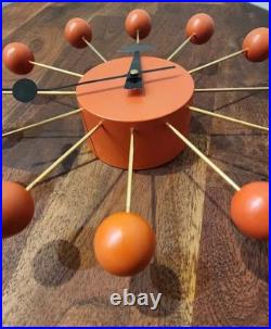 Steel Ball Modern Clock 12 Wall Clock Orange George Nelson Retro Mid-Century