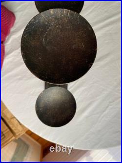 Striking MCM Black Metal Candle Stand Rare 1960s Abstract Cubist Color Sculpture