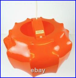 Stunning Rare 70s MID Century Vtg Orange Cocoon Ceiling Lamp By Ilka Plast 1950
