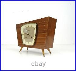 Stunning Very Rare Original 50s MID Century Teak Table Clock By Hermle Germany