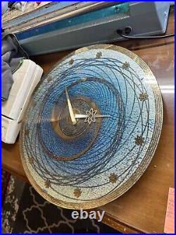 Sunbeam Atomic Swirl Clock Mid Century Blue Gold Atom Hands Germany Very Rare LK