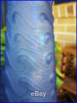 Supa Rare Vintage Frosted Purple Waves Italian Art Glass Genie Bottle Decanter
