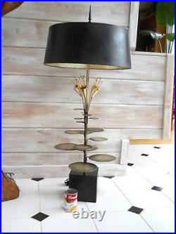Super Rare Maison Jansen Bronze Calla Lily Pad Raindrops Table Lamp Jere