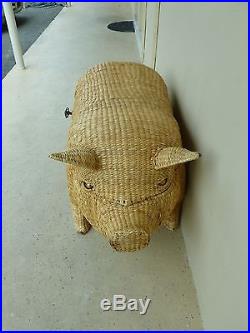 Super Rare Monumental MID Century Mario Lopez Torres Sculptural Pig Trunk W LID