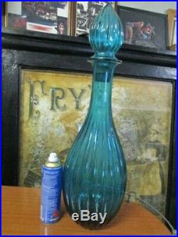 Super Rare Retro Vintage Turquoise Blue Glass Genie Bottle Decanter