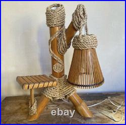TIKI BAR LAMP MID-CENTURY MODERN MCM 50's Hand Crafted Bamboo Working Light RARE
