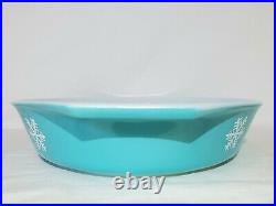 ULTRA RARE Pyrex Turquoise LARGE SNOWFLAKE Divided Dish EXCELLENT White Blue