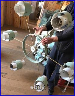 Ultra RARE! Mid Century Modern 12 Light Chandelier Atomic Ceiling Fixture 60