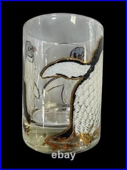Ultra Rare Georges Briard Penguin Pattern Old Fashion Low Ball Glasses Set Of 6