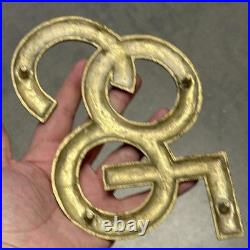 Ultra-Rare MCM Brass Cool Sign Trivet Funky Mid-Century Modern Decor