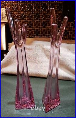 Ultra Rare Thistle Pink 2 Viking 3 Petal Swung Vases 12-1/2 MID Century Modern