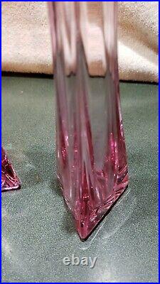 Ultra Rare Thistle Pink 2 Viking 3 Petal Swung Vases 12-1/2 MID Century Modern